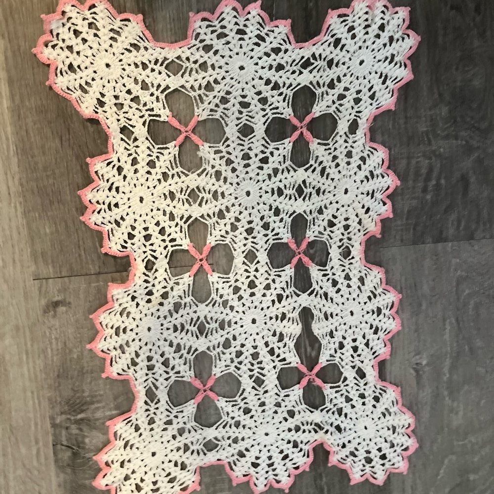 Handmade crochet table runner